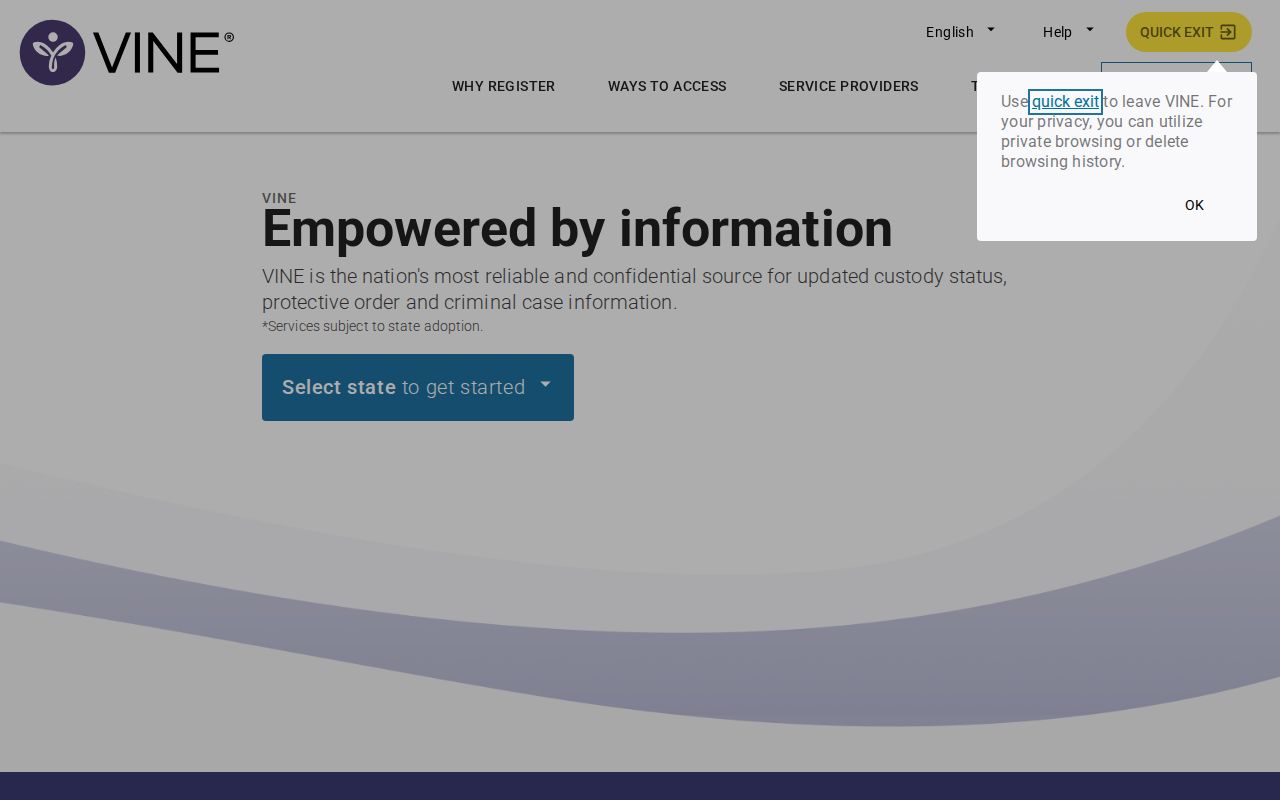 Woodson County VINELink release notification confirmation workflow